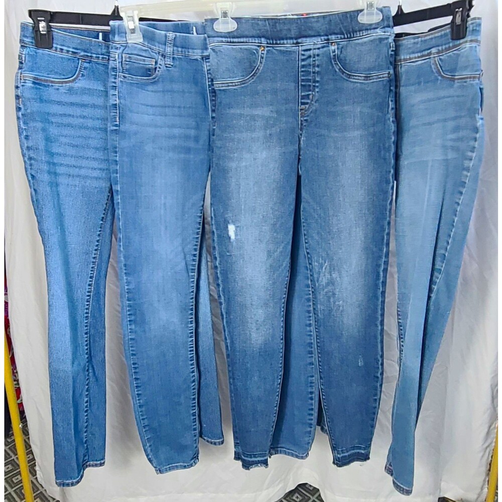 Lot of 4 Women’s Blue Denim Skinny jegging Jeans back Pockets Pull On sz Small